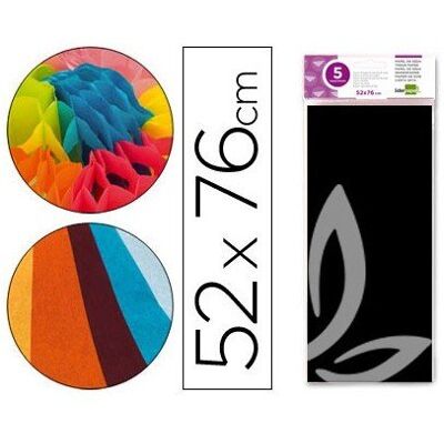 Carta di Seda Liderpapel - 52x76cm, 18g/m², Nero - Confezione da 5 Carta di Seda Liderpapel - 52x76cm, 18g/m², Nero - Confezione da 5