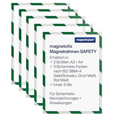 magnetoplan magnetofix Safety cornice magnetica 5 PZ. A4 Verde e Bianco magnetoplan magnetofix Safety cornice magnetica 5 PZ. A4 Verde e Bianco
