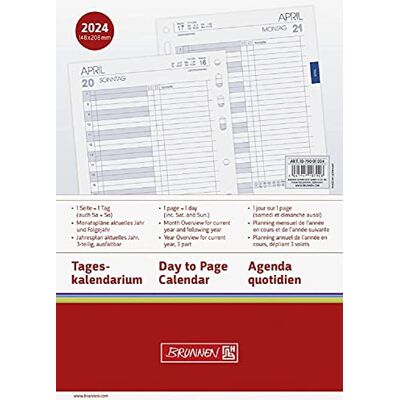 BRUNNEN Calendario giornaliero BUSINESS 2024, 1 pagina = 1 giorno A5, bianco BRUNNEN Calendario giornaliero BUSINESS 2024, 1 pagina = 1 giorno A5, bianco