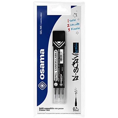 OSAMA Ricarica Penne Cancellabili per Scuola Elementare, Medie, Superiori, Kit 3 Pezzi a Sfera, 0.7 mm Refill per Penne Gel Compatibile con Frixion Ball Ricariche per Penna Cancellabile, Nero OSAMA Ricarica Penne Cancellabili per Scuola Elementare, Medie, Superiori, Kit 3 Pezzi a Sfera, 0.7 mm Refill per Penne Gel Compatibile con Frixion Ball Ricariche per Penna Cancellabile, Nero