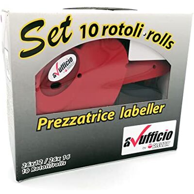 Alevar Kit Prezzatrice Doppio Numeratore 8+8 + 10 Rotoli Alevar Kit Prezzatrice Doppio Numeratore 8+8 + 10 Rotoli