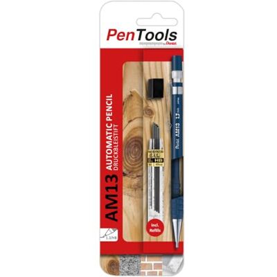 PenTools by Pentel Matita portamine AM13, tratto 1,3 mm, per artigiani e falegnami, con 8 mine sottili PenTools by Pentel Matita portamine AM13, tratto 1,3 mm, per artigiani e falegnami, con 8 mine sottili