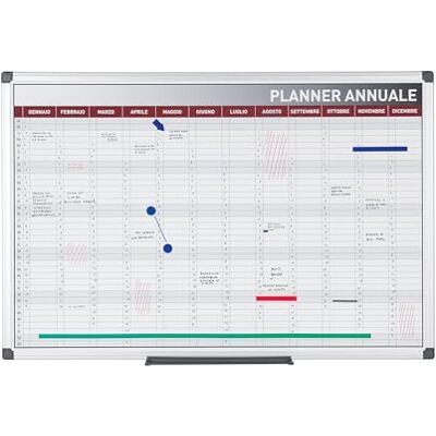 Bi-Office Planner Annuale 52 Settimane, In Italiano, Lavagna Magnetica Per Planning Annuale Cancellabile A Secco, 90 x 60 cm Bi-Office Planner Annuale 52 Settimane, In Italiano, Lavagna Magnetica Per Planning Annuale Cancellabile A Secco, 90 x 60 cm