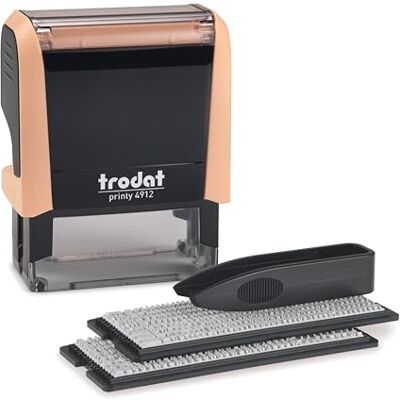 Trodat Printy 4912 Set di timbri in crema pastello, 4 righe di testo, 47 x 18 mm, con pinzette, tampone di inchiostro nero, lettere e numeri in due misure Trodat Printy 4912 Set di timbri in crema pastello, 4 righe di testo, 47 x 18 mm, con pinzette, tampone di inchiostro nero, lettere e numeri in due misure