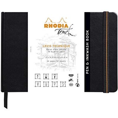 Rhodia TOUCH -Taccuino Rigido Pen&Inkwash Book A5 64 pag. -CARTA CLAIREFONTAINE LAVIS TECHNIQUE Uni bianca 200 g/m per il disegno a matita, pennarello, carboncino, tempera, inchiostro di china Rhodia TOUCH -Taccuino Rigido Pen&Inkwash Book A5 64 pag. -CARTA CLAIREFONTAINE LAVIS TECHNIQUE Uni bianca 200 g/m per il disegno a matita, pennarello, carboncino, tempera, inchiostro di china
