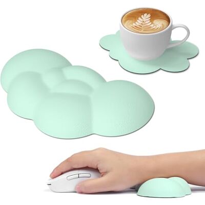 ATTACK SHARK Poggiapolsi Cloud Mouse con Sottobicchiere, Polso Ergonomico per Mouse con Massaggio, Supporto per il Polso, Grazioso Accessorio da Scrivania per Casa, Ufficio, Giochi Verde Chiaro ATTACK SHARK Poggiapolsi Cloud Mouse con Sottobicchiere, Polso Ergonomico per Mouse con Massaggio, Supporto per il Polso, Grazioso Accessorio da Scrivania per Casa, Ufficio, Giochi Verde Chiaro