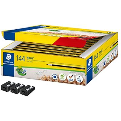 Staedtler 120 C144P1 Matite Noris, set per la scuola con 144 matite,HB e 3 temperamatite Staedtler 120 C144P1 Matite Noris, set per la scuola con 144 matite,HB e 3 temperamatite