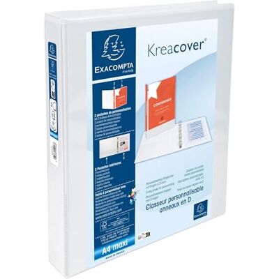 Exacompta Rif. 54946E Cartone da 10 raccoglitori personalizzabili, 2 tasche, 2 anelli a D da 25 mm, dorso 47 mm, dimensioni esterne: 32 x 27,7 cm, formato A4 Maxi bianco Exacompta Rif. 54946E Cartone da 10 raccoglitori personalizzabili, 2 tasche, 2 anelli a D da 25 mm, dorso 47 mm, dimensioni esterne: 32 x 27,7 cm, formato A4 Maxi bianco