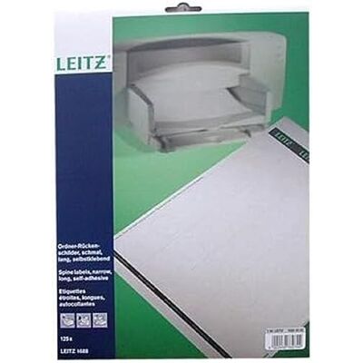 Leitz Etichette adesive A4 stampabili al PC per raccoglitori a leva in cartone, Formato lungo e stretto, Grigio, 39 x 285 mm, Cartoncino, , Confezione da 125 Leitz Etichette adesive A4 stampabili al PC per raccoglitori a leva in cartone, Formato lungo e stretto, Grigio, 39 x 285 mm, Cartoncino, , Confezione da 125