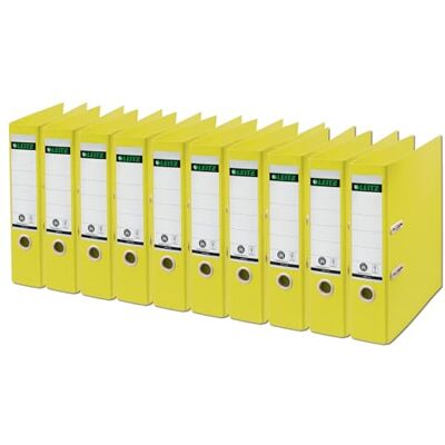 Leitz Registratore con Meccanismo a Leva con Apertura a 180°, F.to A4, Dorso da 80 mm, Capacità 600 fogli A4, 100% Riciclabile, Ecologico, Gamma Recycle, 80x320x285 mm, Giallo, 10 pz, Leitz Registratore con Meccanismo a Leva con Apertura a 180°, F.to A4, Dorso da 80 mm, Capacità 600 fogli A4, 100% Riciclabile, Ecologico, Gamma Recycle, 80x320x285 mm, Giallo, 10 pz,
