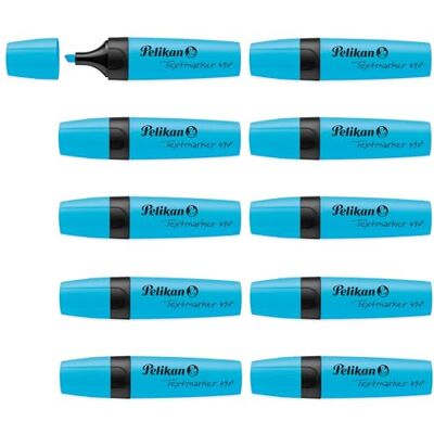Pelikan 10 evidenziatori 490, 10 x blu neon, con punta a scalpello Pelikan 10 evidenziatori 490, 10 x blu neon, con punta a scalpello