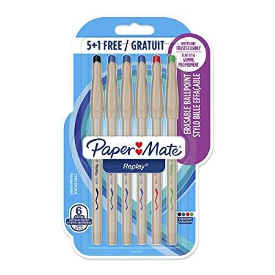 Paper Mate Replay Penna a Sfera Cancellabile, Colori Assortiti, Confezione da 5+1 Paper Mate Replay Penna a Sfera Cancellabile, Colori Assortiti, Confezione da 5+1