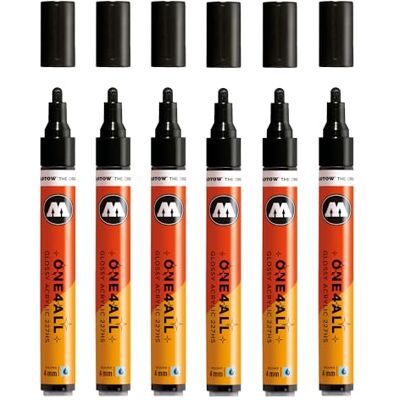 Molotow One4All 227HS Pennarello acrilico lucido (4,0 mm di spessore, lucido, altamente coprente e permanente, ad asciugatura rapida, ricaricabile, per quasi tutte le superfici, 6 pezzi, colore 252, Molotow One4All 227HS Pennarello acrilico lucido (4,0 mm di spessore, lucido, altamente coprente e permanente, ad asciugatura rapida, ricaricabile, per quasi tutte le superfici, 6 pezzi, colore 252,