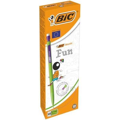 BIC Matite Grafite a Scatto, Matic Fun, Matite HB da disegno con Gomma, Confezione da 12, Cancelleria Scuola e Ufficio BIC Matite Grafite a Scatto, Matic Fun, Matite HB da disegno con Gomma, Confezione da 12, Cancelleria Scuola e Ufficio