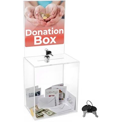 My Charity Boxes , contenitore per donazioni, elezioni, suggerimenti, in materiale acrilico, contenuto visibile My Charity Boxes , contenitore per donazioni, elezioni, suggerimenti, in materiale acrilico, contenuto visibile