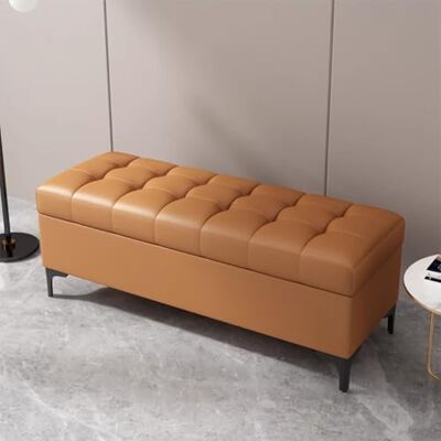 LUUYYI Cassapanca ottomana imbottita per camera da letto e soggiorno, con vano portaoggetti nascosto, elegante design rettangolare (arancione, 40 x 40 x 43 cm) LUUYYI Cassapanca ottomana imbottita per camera da letto e soggiorno, con vano portaoggetti nascosto, elegante design rettangolare (arancione, 40 x 40 x 43 cm)