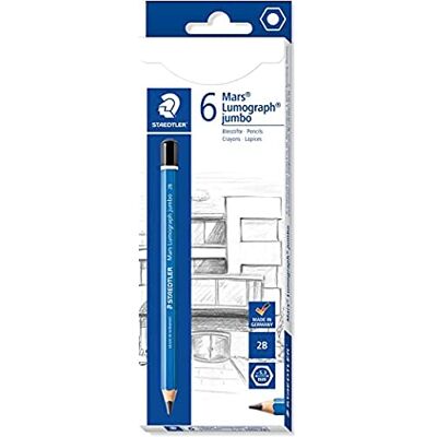 Staedtler Mars lumograph Jumbo 100J – Matita grafite Gros modulo 2B, 6 Pezzi Staedtler Mars lumograph Jumbo 100J – Matita grafite Gros modulo 2B, 6 Pezzi