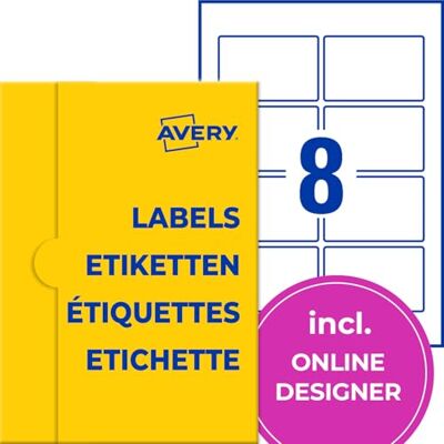 Avery Etichette universali (200 etichette adesive, 85 x 55 mm, formato A4, carta opaca, etichette per prodotti stampabili, etichette autoadesive per marmellate, adesivi Avery Etichette universali (200 etichette adesive, 85 x 55 mm, formato A4, carta opaca, etichette per prodotti stampabili, etichette autoadesive per marmellate, adesivi