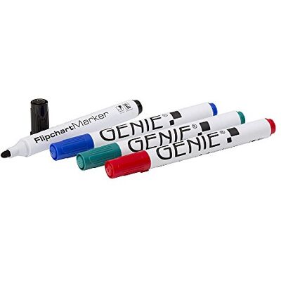 GENIE Portablocco a cavalletto Marker, colori assortiti, punta tonda, per lavagna a fogli mobili e da scrivere blocchi, tratto 1 – 3 mm, Confezione da 4, contenuto: 1 X NERO, BLU, ROSSO E VERDE GENIE Portablocco a cavalletto Marker, colori assortiti, punta tonda, per lavagna a fogli mobili e da scrivere blocchi, tratto 1 – 3 mm, Confezione da 4, contenuto: 1 X NERO, BLU, ROSSO E VERDE