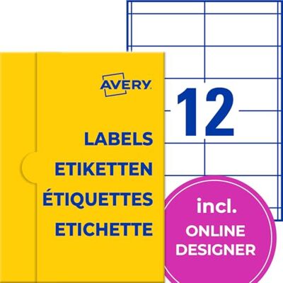 Avery Adesivi per indirizzi (12.000 etichette adesive, 97 x 42,3 mm su formato A4, carta, adesivi personalizzati, etichette del mittente stampabili, etichette autoadesive per Avery Adesivi per indirizzi (12.000 etichette adesive, 97 x 42,3 mm su formato A4, carta, adesivi personalizzati, etichette del mittente stampabili, etichette autoadesive per