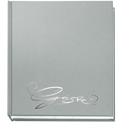 VELOFLEX Libro degli ospiti Classic con goffratura, 144 pagine, argento Carta bianca in bianco, 205 x 240 mm, design classico, per matrimoni, anniversari e case vacanza VELOFLEX Libro degli ospiti Classic con goffratura, 144 pagine, argento Carta bianca in bianco, 205 x 240 mm, design classico, per matrimoni, anniversari e case vacanza