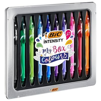 BIC Intensity Quick Dry, Set Penne Gel Colorate, Asciugatura Ultra-Rapida Confezione in Metallo, 10 Unità, Penne , Cancelleria Scuola e Ufficio, Idea Regalo BIC Intensity Quick Dry, Set Penne Gel Colorate, Asciugatura Ultra-Rapida Confezione in Metallo, 10 Unità, Penne , Cancelleria Scuola e Ufficio, Idea Regalo