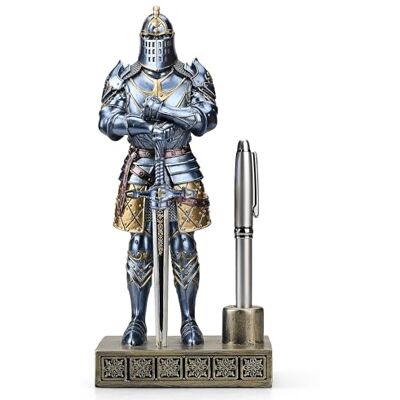 Amoysanli Cavaliere statua in resina portapenne in resina portapenne da ufficio portapenne da scrivania organizer da uomo (blu) Amoysanli Cavaliere statua in resina portapenne in resina portapenne da ufficio portapenne da scrivania organizer da uomo (blu)