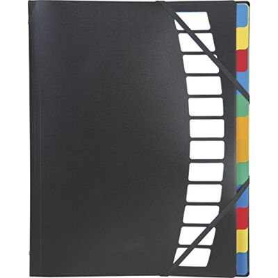 BRUNNEN Cartella organizer in polipropilene con separatori ed elastico, formato A4, confezione da 12 unità, colore: Nero BRUNNEN Cartella organizer in polipropilene con separatori ed elastico, formato A4, confezione da 12 unità, colore: Nero