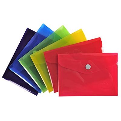 Exacompta Rif, Cartone da 30 buste con chiusura a bottone a pressione in Pp Liscio Dimensioni: 14 x 10 cm Formato da classificare 8,8 x 12,5 cm (B7) 6 colori assortiti Exacompta Rif, Cartone da 30 buste con chiusura a bottone a pressione in Pp Liscio Dimensioni: 14 x 10 cm Formato da classificare 8,8 x 12,5 cm (B7) 6 colori assortiti