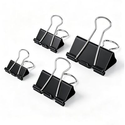 Carehabi Set di 180 graffette pieghevoli, 15 mm/19 mm/25 mm/32 mm, colore nero, mollette per documenti, mollette in metallo, per scuola, ufficio, cancelleria, appunti Carehabi Set di 180 graffette pieghevoli, 15 mm/19 mm/25 mm/32 mm, colore nero, mollette per documenti, mollette in metallo, per scuola, ufficio, cancelleria, appunti