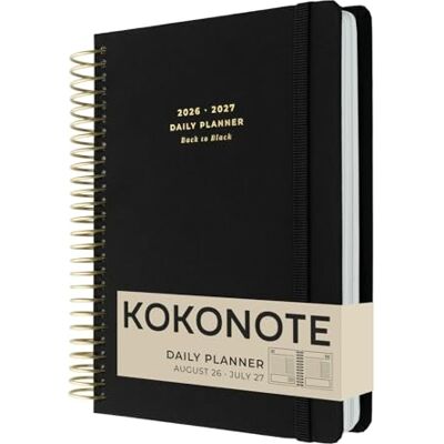 Kokonote Agenda Giornaliera 2026 2027 Back to Black Diario Scoula 2026-2027 per Università e Scuola Superiore Daily Planner con Copertina Rigida, Segnalibri, Stickers e Anelli Rinforzati 18x21,5cm Kokonote Agenda Giornaliera 2026 2027 Back to Black Diario Scoula 2026-2027 per Università e Scuola Superiore Daily Planner con Copertina Rigida, Segnalibri, Stickers e Anelli Rinforzati 18x21,5cm