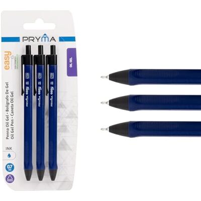 Pryma Penna Oil Gel 0,7 mm Blu – Set 3 Pezzi, Scrittura Fluida e Precisa, Penne Gel per Scuola, Ufficio e Casa Pryma Penna Oil Gel 0,7 mm Blu – Set 3 Pezzi, Scrittura Fluida e Precisa, Penne Gel per Scuola, Ufficio e Casa