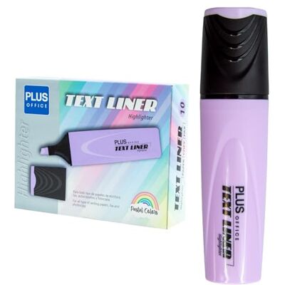 Plus Office – Evidenziatori Pastello, Pennarello con punta smussata, confezione da 10 pennarelli Fosforescenti a base d'acqua, colore pastello (viola) Plus Office – Evidenziatori Pastello, Pennarello con punta smussata, confezione da 10 pennarelli Fosforescenti a base d'acqua, colore pastello (viola)