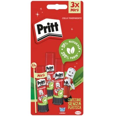 Pritt Colla Stick 3 x 11g, colla per bambini sicura e affidabile, colla per lavoretti e fai da te, con una tenuta forte per uso scuola e ufficio, 3 stick x 11g Pritt Colla Stick 3 x 11g, colla per bambini sicura e affidabile, colla per lavoretti e fai da te, con una tenuta forte per uso scuola e ufficio, 3 stick x 11g
