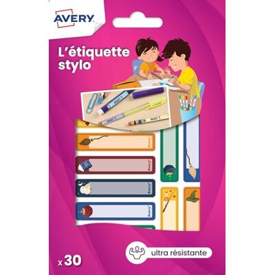 Avery 30 etichette autoadesive per penne, matite, pennarelli, design magico, formato 50 x 10 mm Avery 30 etichette autoadesive per penne, matite, pennarelli, design magico, formato 50 x 10 mm