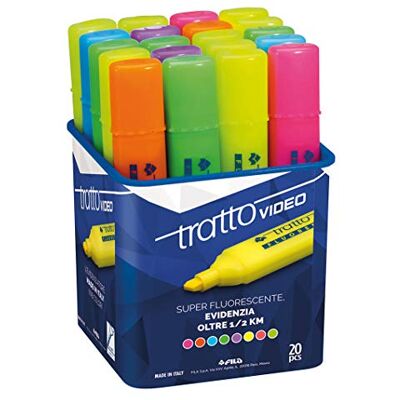 Tratto Video Evidenziatore, Barattolo da 20 Pezzi, Colori Assortiti Tratto Video Evidenziatore, Barattolo da 20 Pezzi, Colori Assortiti