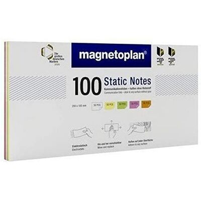 magnetoplan Statik Notes, 100 pezzi, colori assortiti, larghezza 200 x altezza 100 mm, foglietti adesivi elettrostatici per presentazione e presentazione magnetoplan Statik Notes, 100 pezzi, colori assortiti, larghezza 200 x altezza 100 mm, foglietti adesivi elettrostatici per presentazione e presentazione