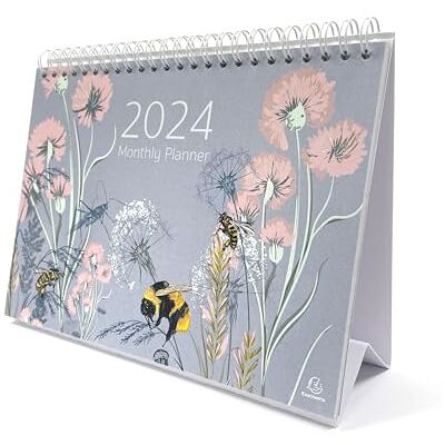 Exacompta Calendario da scrivania 2024 con motivo ape, mese per pagina, include festività del Regno Unito, 210 x 150 mm, supporto sicuro su una scrivania/mensola, include una sezione per promemoria Exacompta Calendario da scrivania 2024 con motivo ape, mese per pagina, include festività del Regno Unito, 210 x 150 mm, supporto sicuro su una scrivania/mensola, include una sezione per promemoria