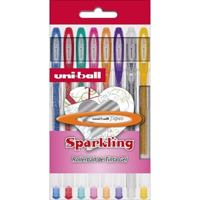 Uni-Ball Astuccio da 8 Roller UM-120 sparkling. inchiostro gel effetto purpurina. colori assortiti. Uni-Ball Astuccio da 8 Roller UM-120 sparkling. inchiostro gel effetto purpurina. colori assortiti.