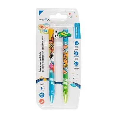 Pryma Magic Pen – Set 2 Penne a Sfera Cancellabili 0,7 mm – Inchiostro Blu Cancellabile – Scrittura Fluida e Precisa (Fantasia Sport) Pryma Magic Pen – Set 2 Penne a Sfera Cancellabili 0,7 mm – Inchiostro Blu Cancellabile – Scrittura Fluida e Precisa (Fantasia Sport)