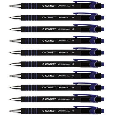 Q-Connect Penna a sfera a scatto Lamda 0,7 mm blu KF00673-12 pezzi. Q-Connect Penna a sfera a scatto Lamda 0,7 mm blu KF00673-12 pezzi.