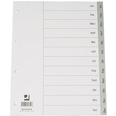 Q-Connect kf01819 mese Register – jan. – Dicembre, PP, A4, 12 fogli, Grigio Q-Connect kf01819 mese Register – jan. – Dicembre, PP, A4, 12 fogli, Grigio