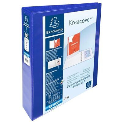 Exacompta Rif. 51943BE Cartone da 10 raccoglitori personalizzabili, 2 tasche, 4 anelli a D da 40 mm, dorso 64 mm, dimensioni esterne: 32 x 28,5 cm, formato A4 Maxi blu Exacompta Rif. 51943BE Cartone da 10 raccoglitori personalizzabili, 2 tasche, 4 anelli a D da 40 mm, dorso 64 mm, dimensioni esterne: 32 x 28,5 cm, formato A4 Maxi blu