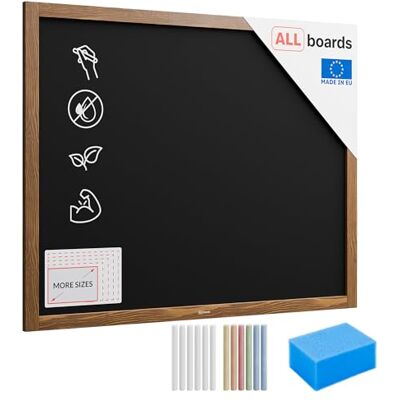 ALLboards Lavagna Nera da Gesso con Cornice in Legno 100x80cm, Scrivibile con Gessetti e Pennarelli a Gesso, Per Bar, Ristoranti, Menu, lavagne cancellabili per ristorante, lavagna da muro ALLboards Lavagna Nera da Gesso con Cornice in Legno 100x80cm, Scrivibile con Gessetti e Pennarelli a Gesso, Per Bar, Ristoranti, Menu, lavagne cancellabili per ristorante, lavagna da muro