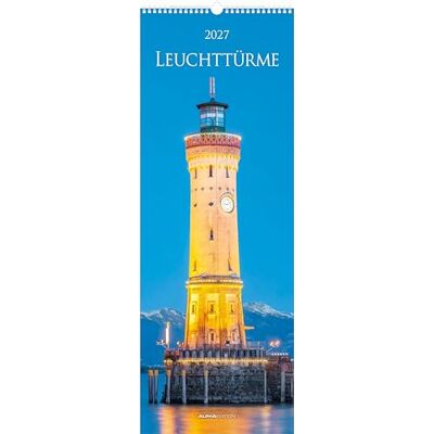 Alpha Leuchttürme 2027: Streifenkalender 25x69 cm mit 12 Leuchtturm-Aufnahmen, sprachneutralem Kalendarium und Spiralbindung Alpha Leuchttürme 2027: Streifenkalender 25x69 cm mit 12 Leuchtturm-Aufnahmen, sprachneutralem Kalendarium und Spiralbindung
