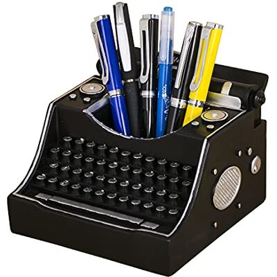 Amoysanli Portapenne decorativo per macchina da scrivere, in resina, stile vintage, organizer da scrivania per scrittore, colore: nero Amoysanli Portapenne decorativo per macchina da scrivere, in resina, stile vintage, organizer da scrivania per scrittore, colore: nero