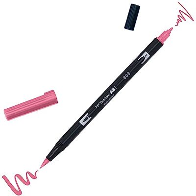 Tombow ABT Dual Brush Pennarello doppio pennello acquerellabile Per lettering, disegno, pittura, manica uso domestico e professionale Color pink punch Tombow ABT Dual Brush Pennarello doppio pennello acquerellabile Per lettering, disegno, pittura, manica uso domestico e professionale Color pink punch