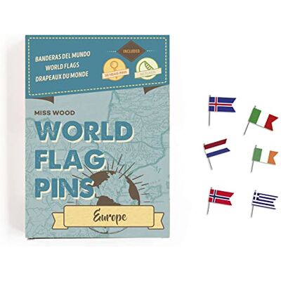 Miss Wood Bandiere del mondo (Europa) adesive con spilli, colore: Blu, 15,6 x 11 x 2 cm Miss Wood Bandiere del mondo (Europa) adesive con spilli, colore: Blu, 15,6 x 11 x 2 cm