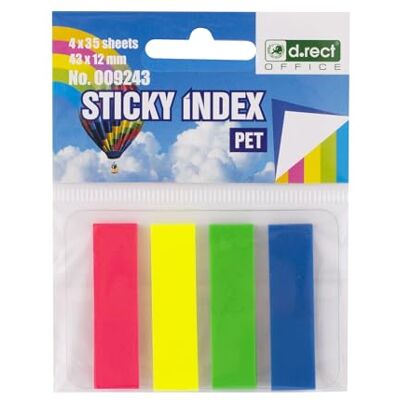 D.RECT 30 confezioni di strisce adesive Pagemarker indice, evidenziatore adesivo, pellicola in PET 12 x 43 mm, 4 x 35 pezzi D.RECT 30 confezioni di strisce adesive Pagemarker indice, evidenziatore adesivo, pellicola in PET 12 x 43 mm, 4 x 35 pezzi