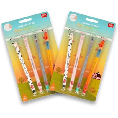 Legami Set da fattoria, confezione doppia, set da 4 penne gel Farm Sweet Farm con inchiostro cancellabile sensibile al calore, nero, rosa, verde, rosso, cancellabile, punta da 0,7 mm Legami Set da fattoria, confezione doppia, set da 4 penne gel Farm Sweet Farm con inchiostro cancellabile sensibile al calore, nero, rosa, verde, rosso, cancellabile, punta da 0,7 mm